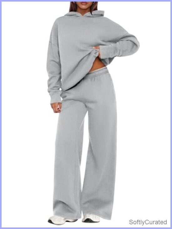 Pants - 2 Piece Sweatsuit Set Long Sleeve Hoodie Wide Leg Joggers Matching Tracksuit